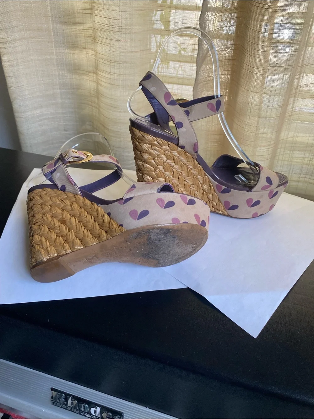 Louis Vuitton Lavender Purple Heart-Wedge Sandals Espadrille platform 37 sandals
